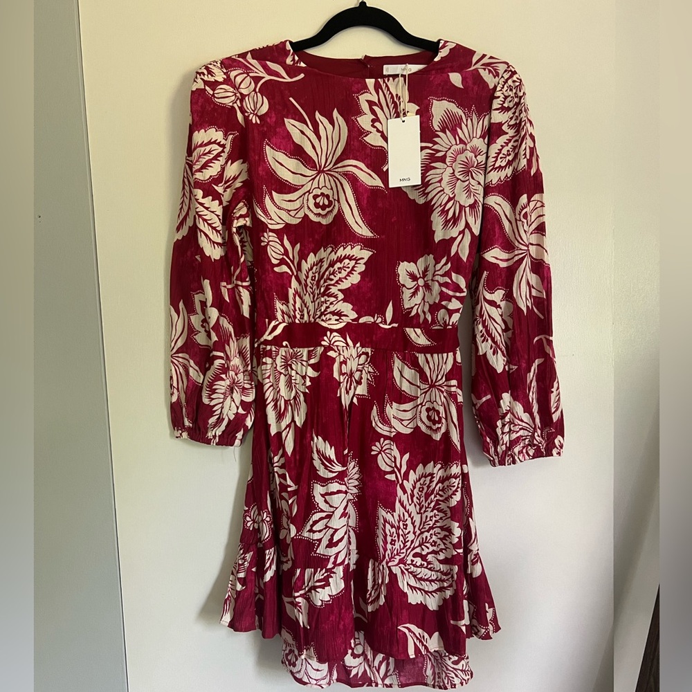 NWT MANGO open-back printed mini dress, size M/US 6